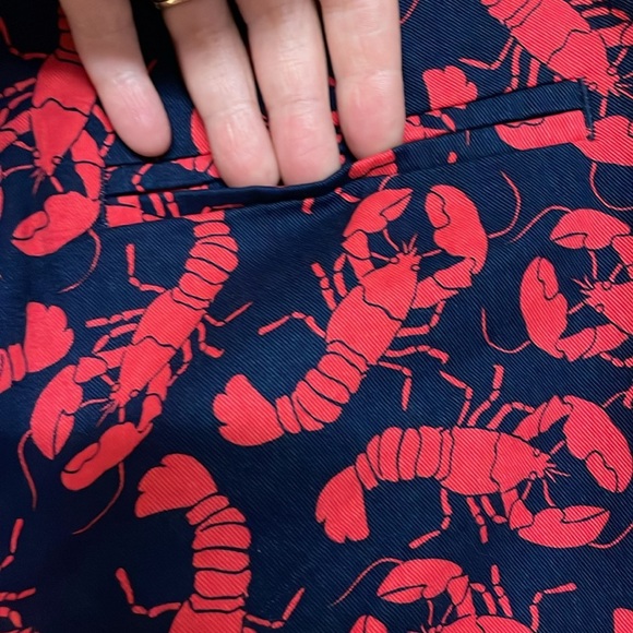 J. Crew size 6 Blue and Red Lobster Print Chino 5” Inseam Shorts with Pockets - Picture 8 of 12